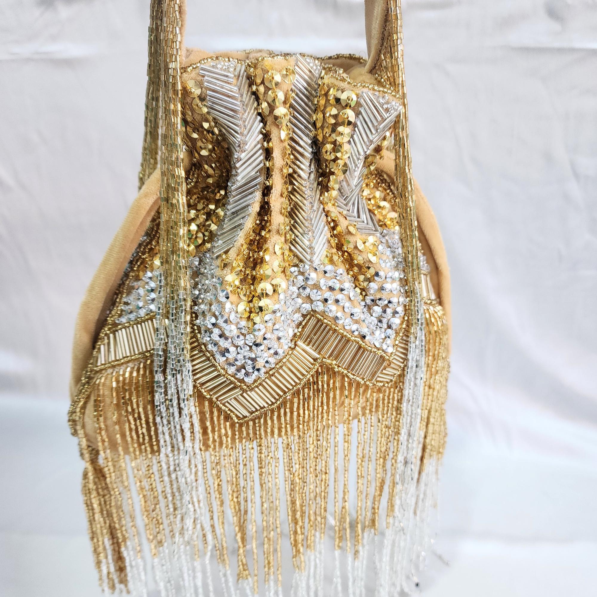 Fringe Potli Bag - Gold Silver