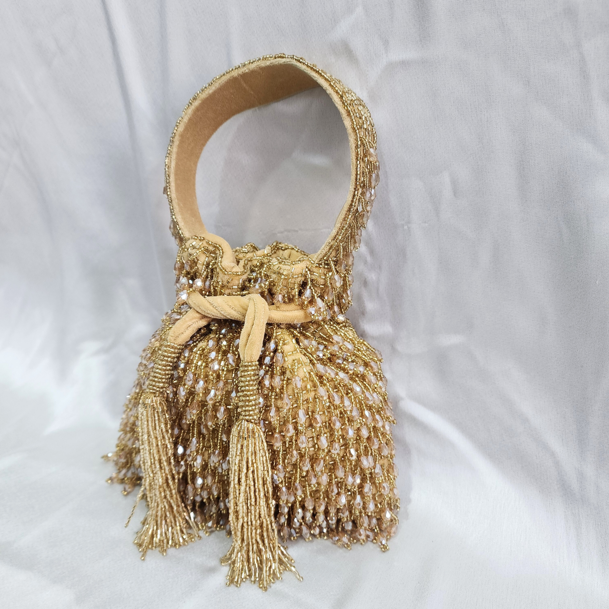 Beaded Potli bag - Golden