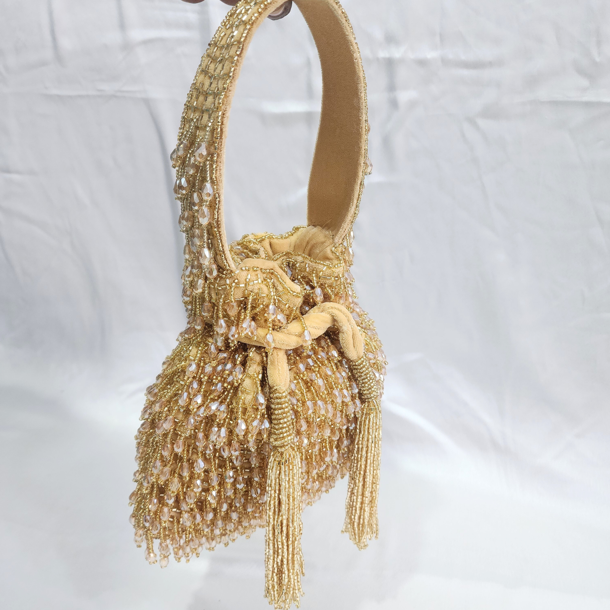 Beaded Potli bag - Golden