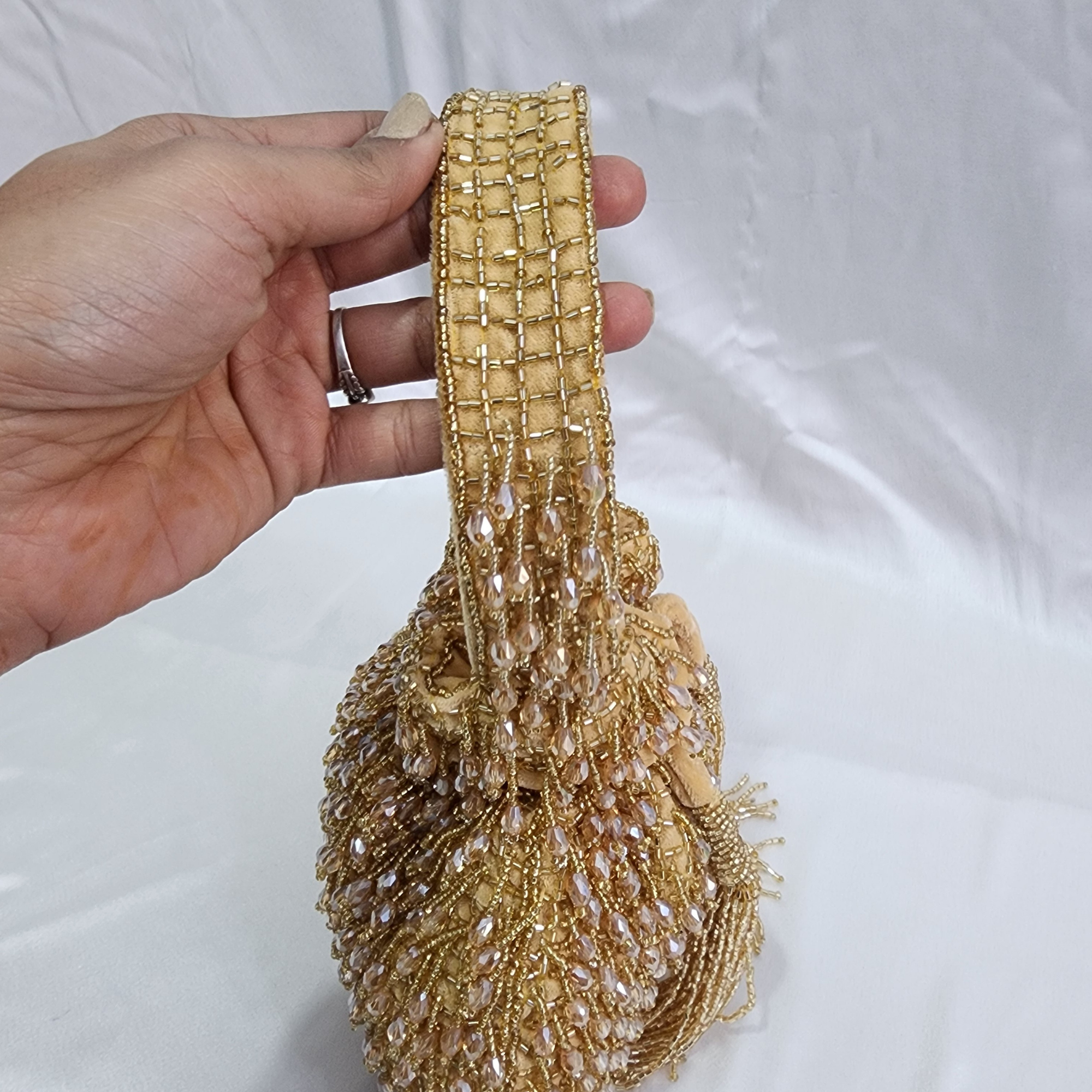 Beaded Potli bag - Golden