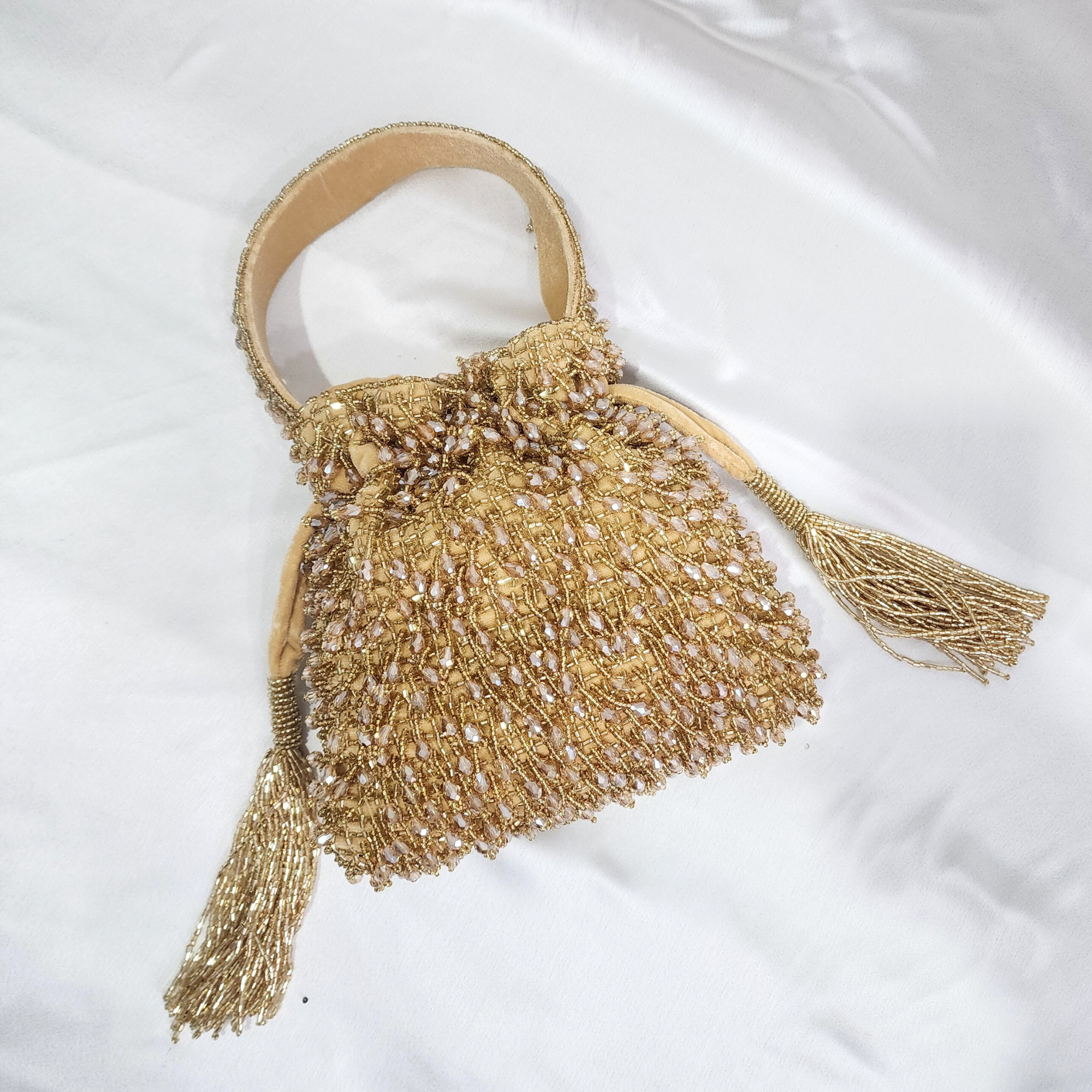 Beaded Potli bag - Golden