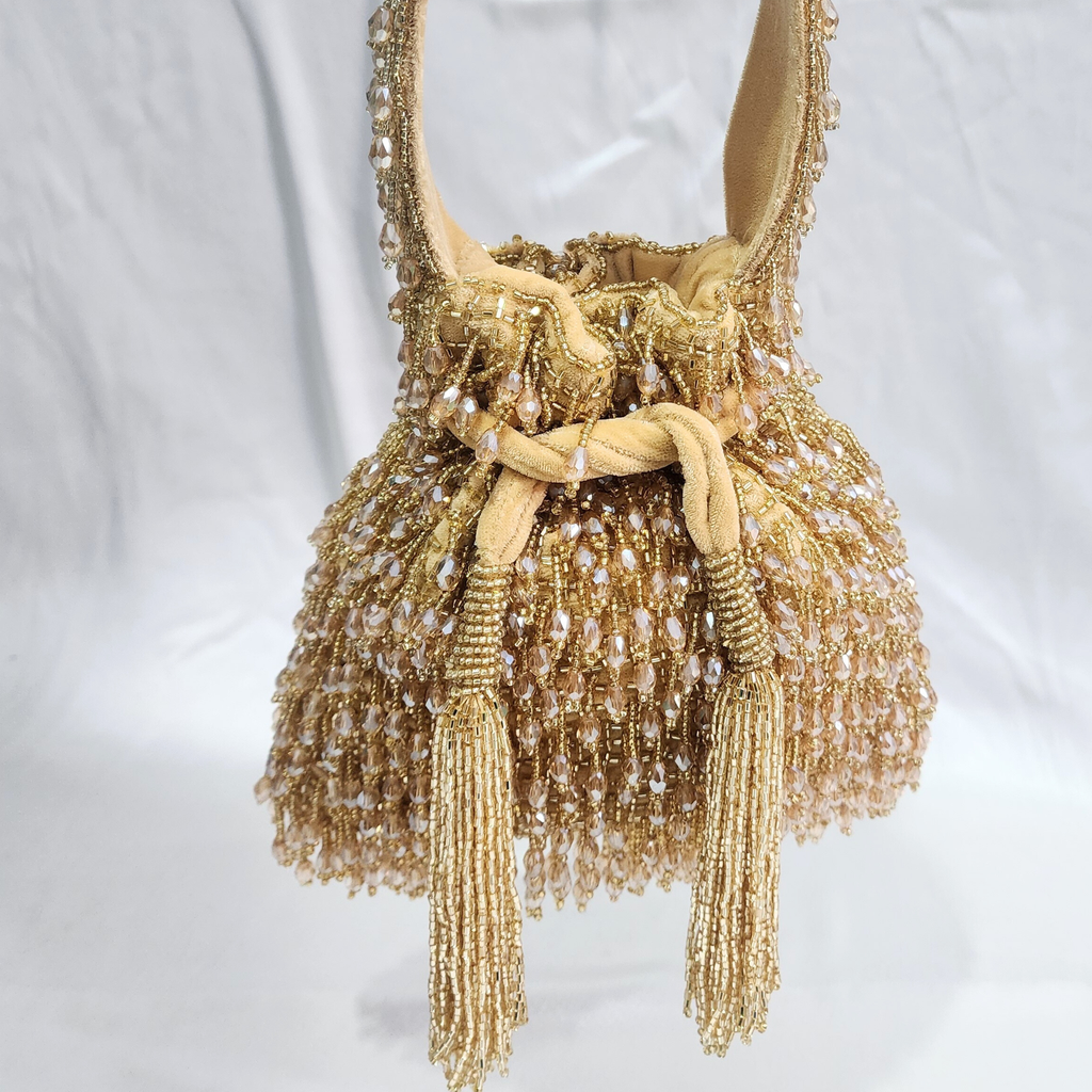 Beaded Potli bag - Golden