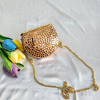 Handmade Rose Gold Mirror Clutch Purse with Sling