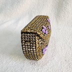 Purple Kundan Mini Brass Bag with Sling