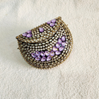Purple Kundan Mini Brass Bag with Sling