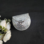 Handmade Mirror Clutch Purse with Sling