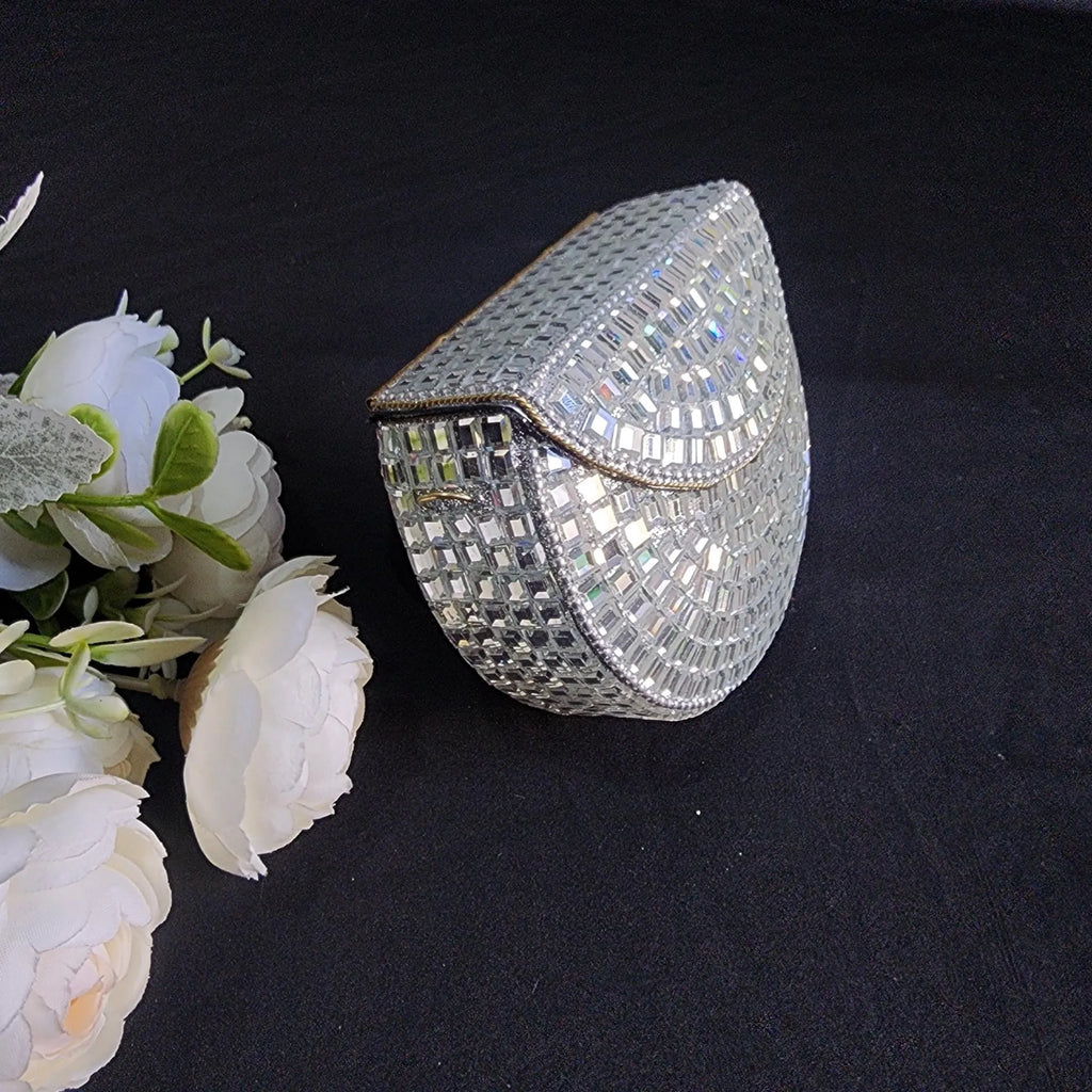 Handmade Mirror Clutch Purse with Sling