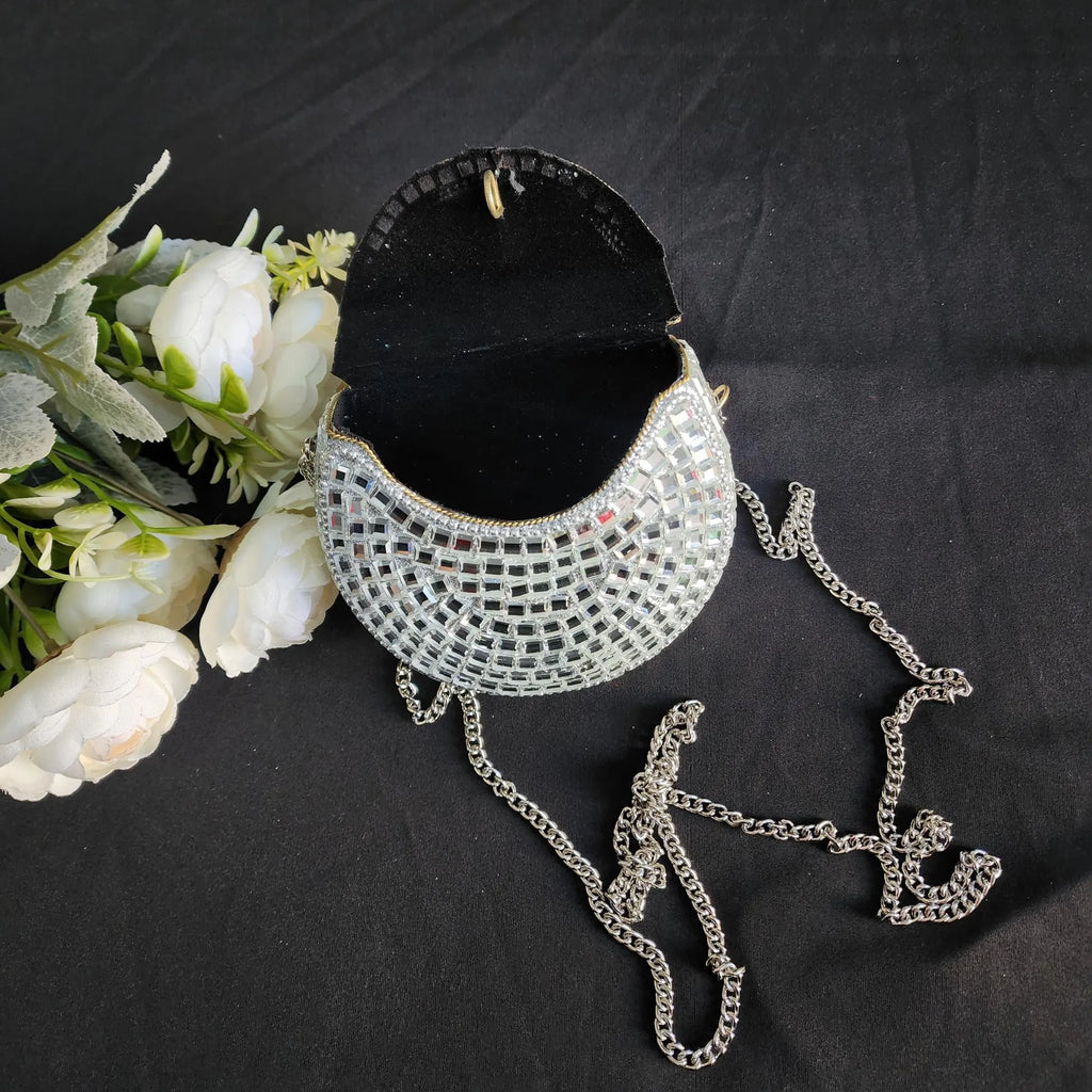 Handmade Mirror Clutch Purse with Sling