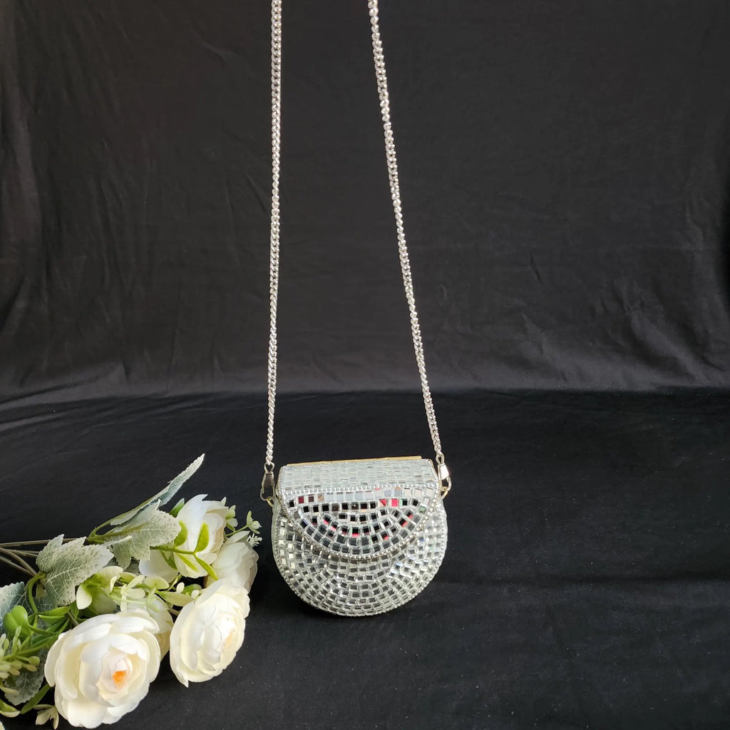 Handmade Mirror Clutch Purse with Sling