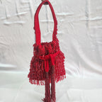 Pearl Beaded Potli Bag - Red