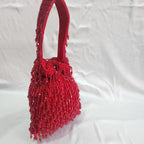 Pearl Beaded Potli Bag - Red