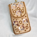 Mini crossbody Embroidered Phone Purse - Rose Gold