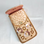Mini crossbody Embroidered Phone Purse - Rose Gold