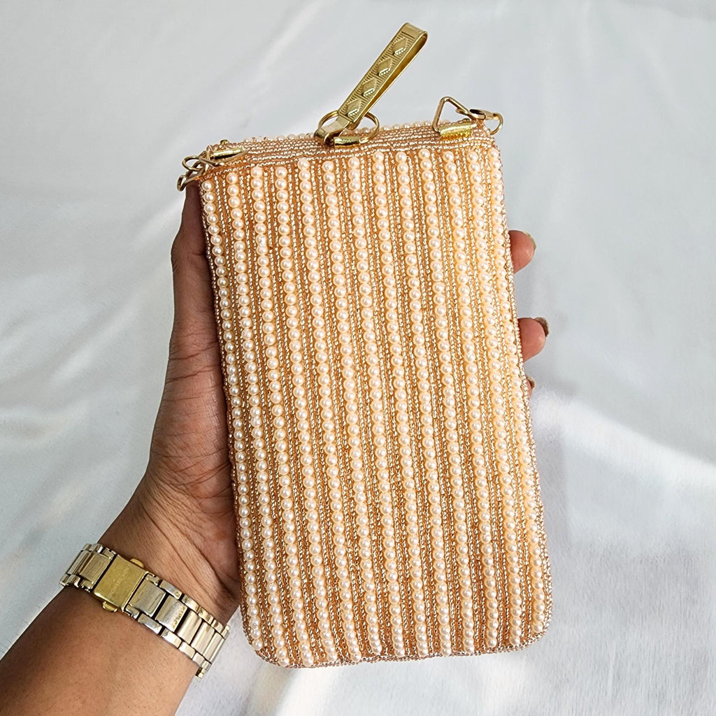 Mini crossbody Embroidered Phone Purse - Rose Gold