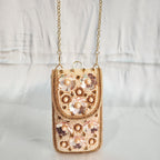 Mini crossbody Embroidered Phone Purse - Rose Gold