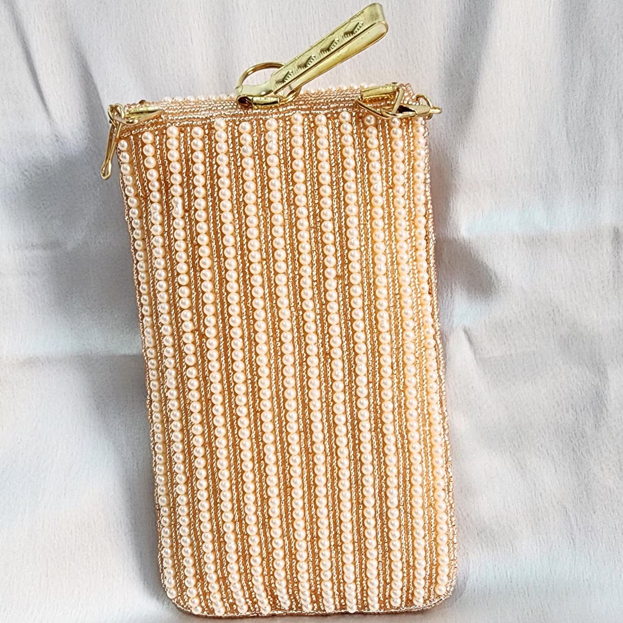Mini crossbody Embroidered Phone Purse - Rose Gold