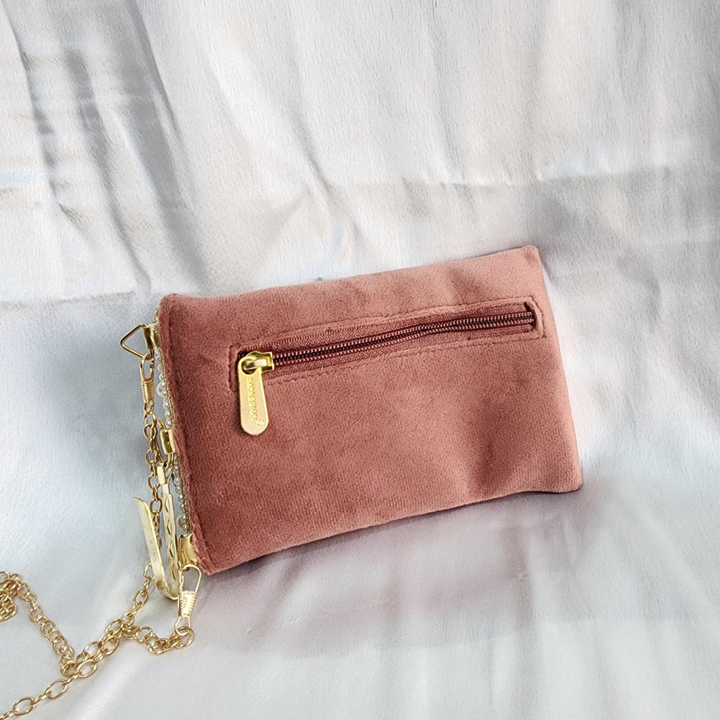 Velvet Crossbody Cell Phone sling Bag - Pink