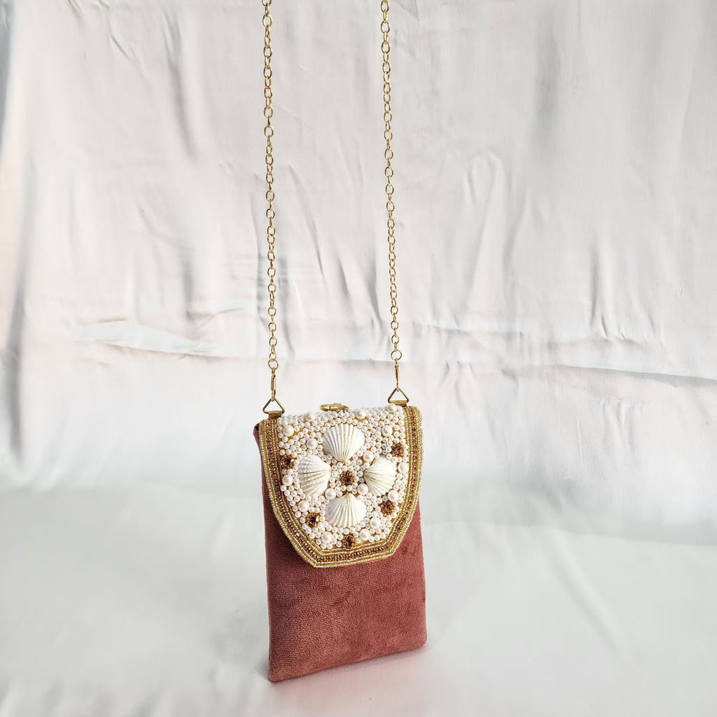 Velvet Crossbody Cell Phone sling Bag - Pink