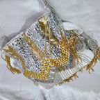 Fringe Potli Bag- Silver Gold