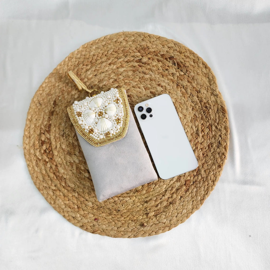 Velvet Crossbody Cell Phone sling Bag - Grey