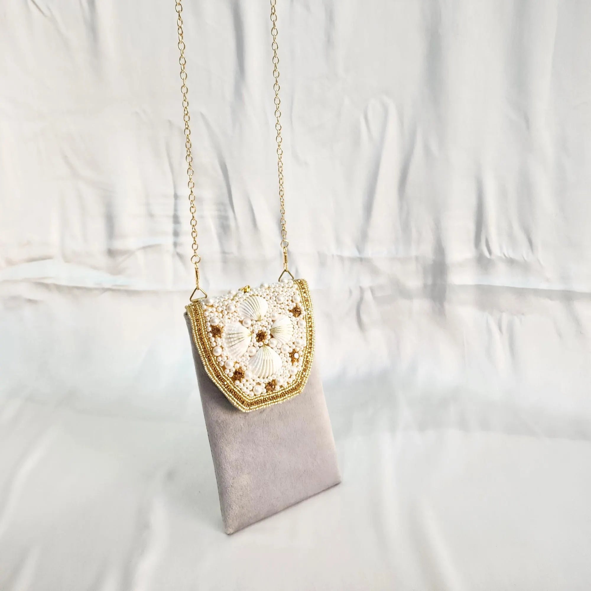 Velvet Crossbody Cell Phone sling Bag - Grey