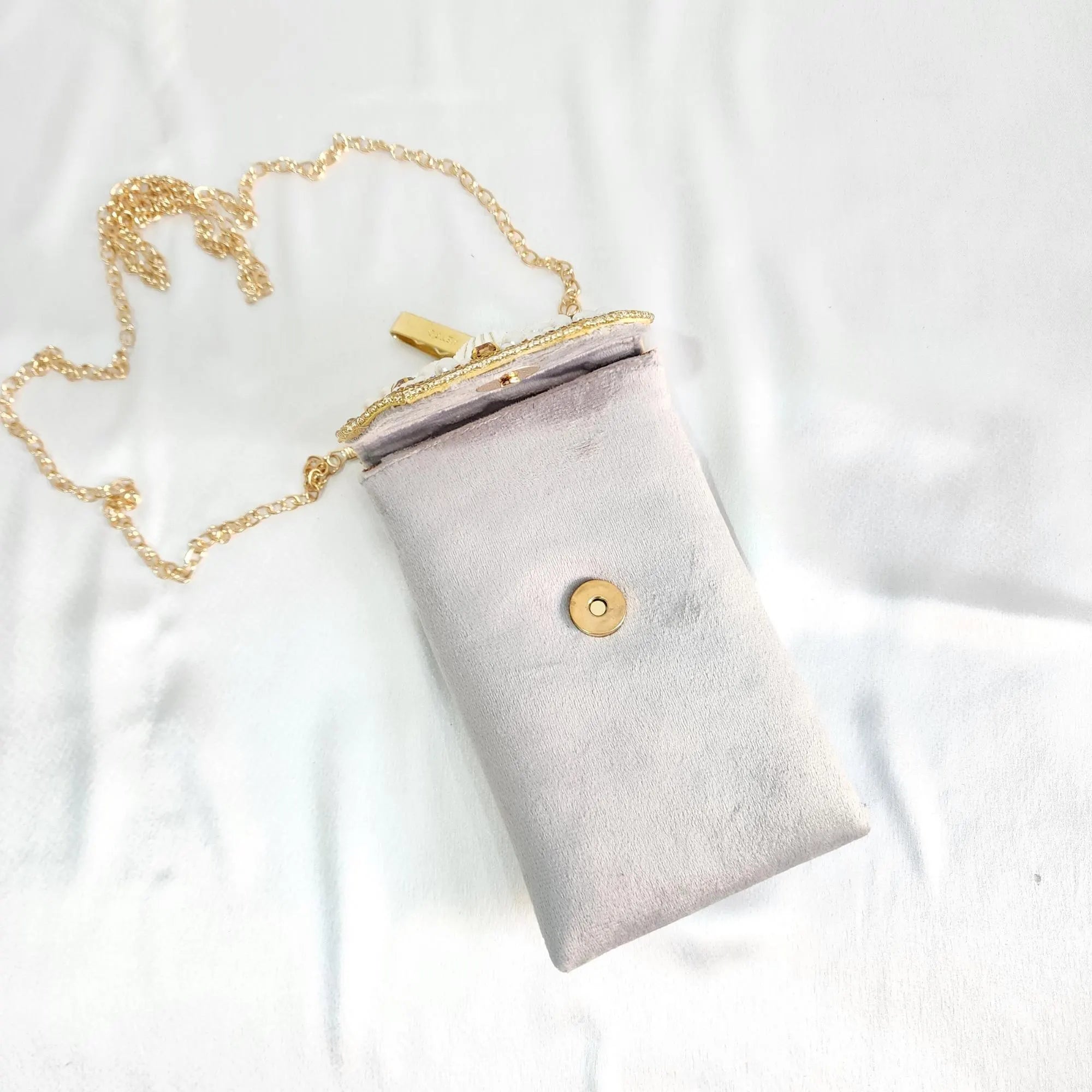 Velvet Crossbody Cell Phone sling Bag - Grey