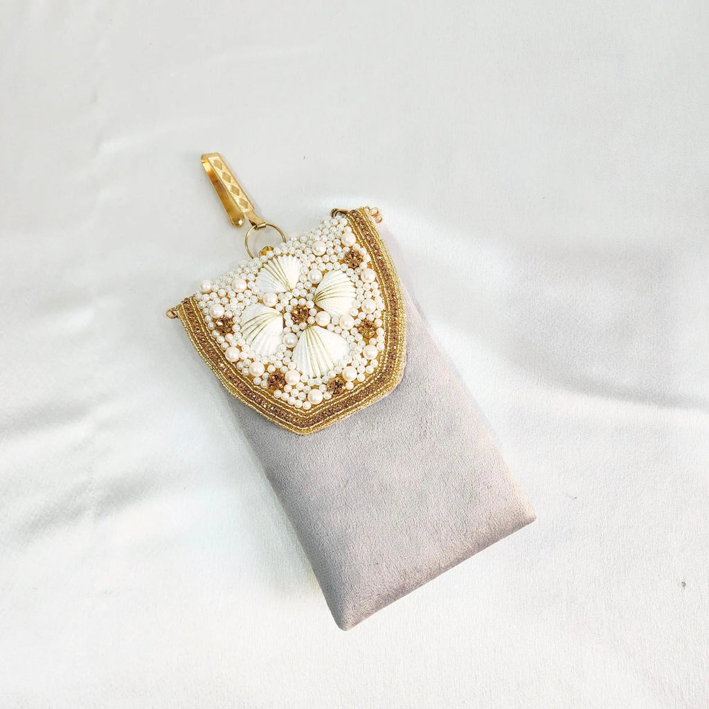 Velvet Crossbody Cell Phone sling Bag - Grey