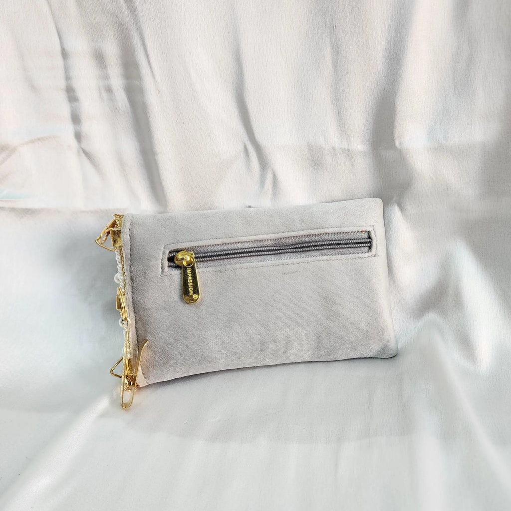 Velvet Crossbody Cell Phone sling Bag - Grey