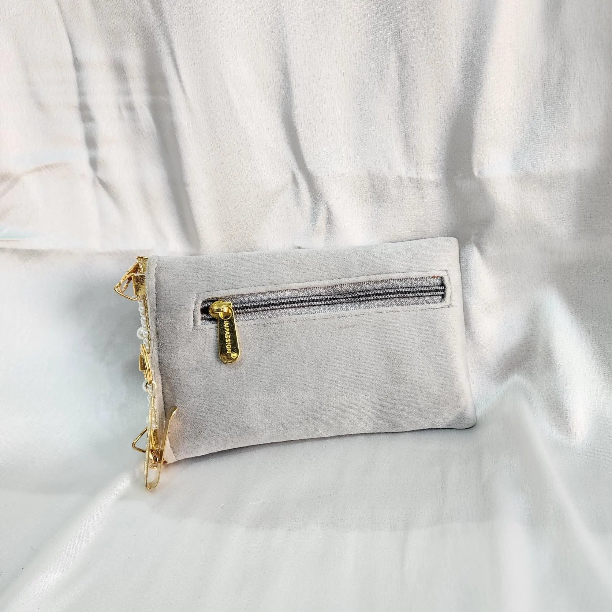 Velvet Crossbody Cell Phone sling Bag - Grey