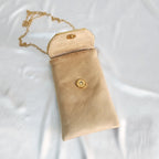 Velvet Pearl and Shell Phone sling Bag - Beige