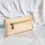 Velvet Pearl and Shell Phone sling Bag - Beige
