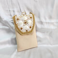 Velvet Pearl and Shell Phone sling Bag - Beige