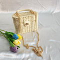 Woven Wooden Beach Tote Bag