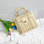 Woven Wooden Beach Tote Bag